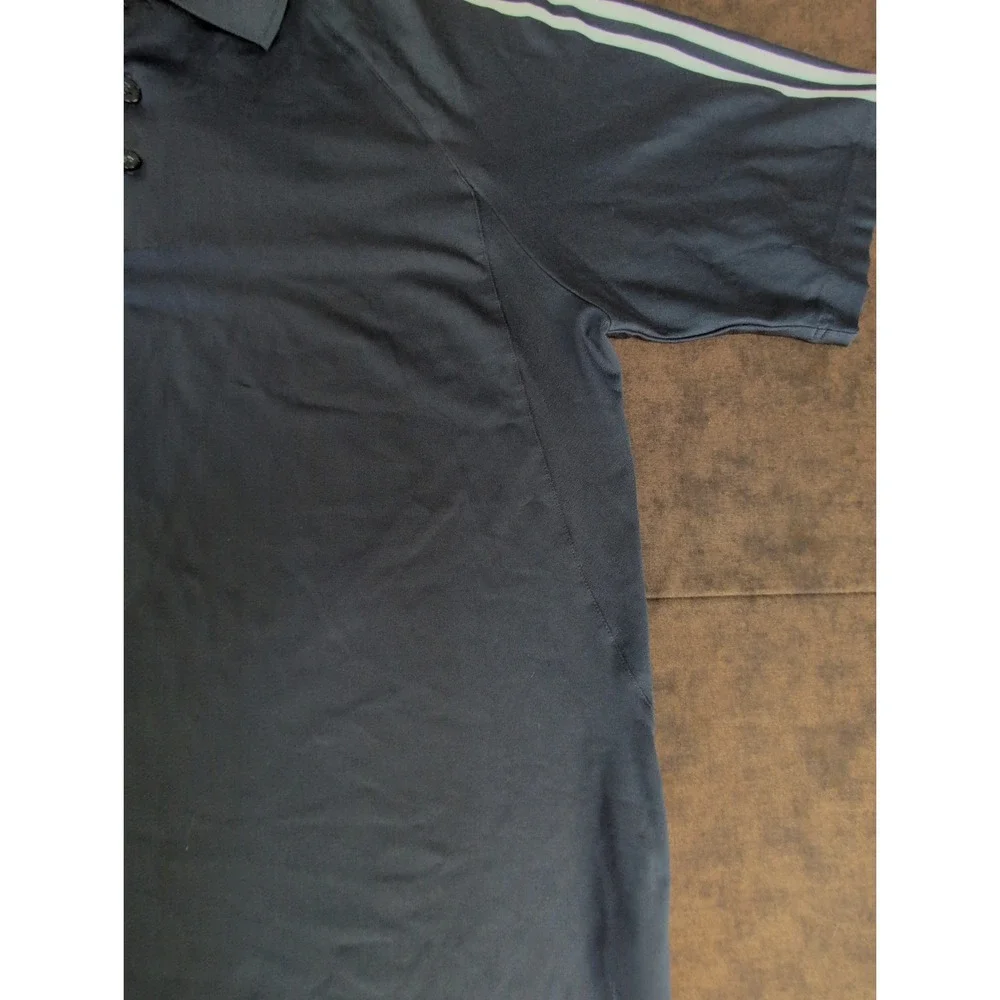 EUC‎ Adidas Mens Essentials Single Jersey 3-Stripes Polo Navy Blue / White Large